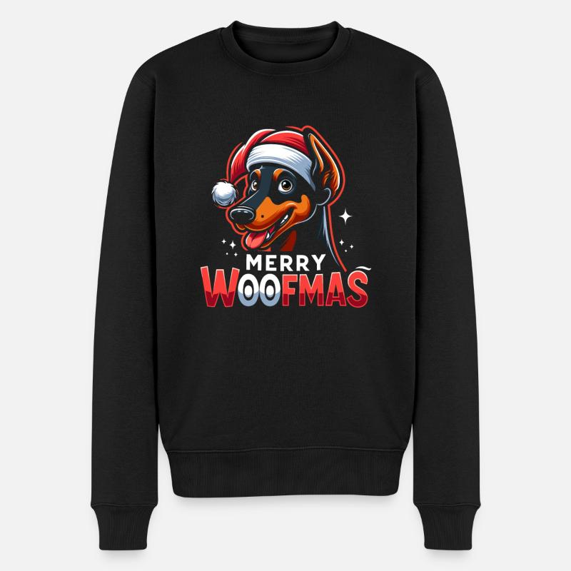 Chien de Noël Merry Woofmas Noël Doberman - Pull Premium bio Homme - noir