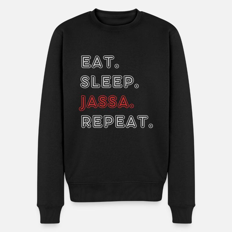 Eat. Sleep. Jassa. Repeat - Männer Premium Bio Pullover - Schwarz