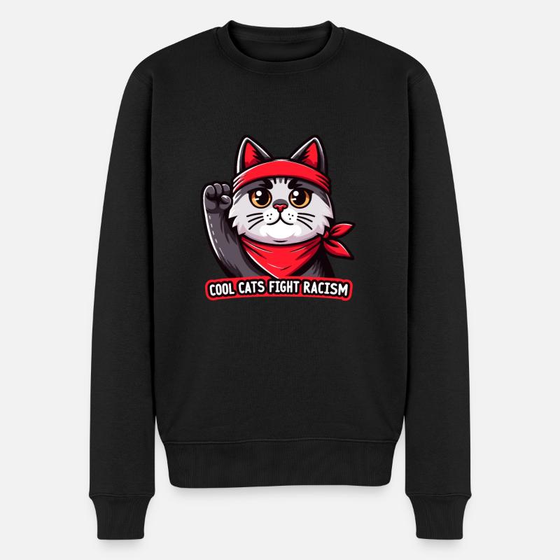 Katzen Kämpfen Gegen Rassismus Antirassismus - Männer Premium Bio Pullover - Schwarz