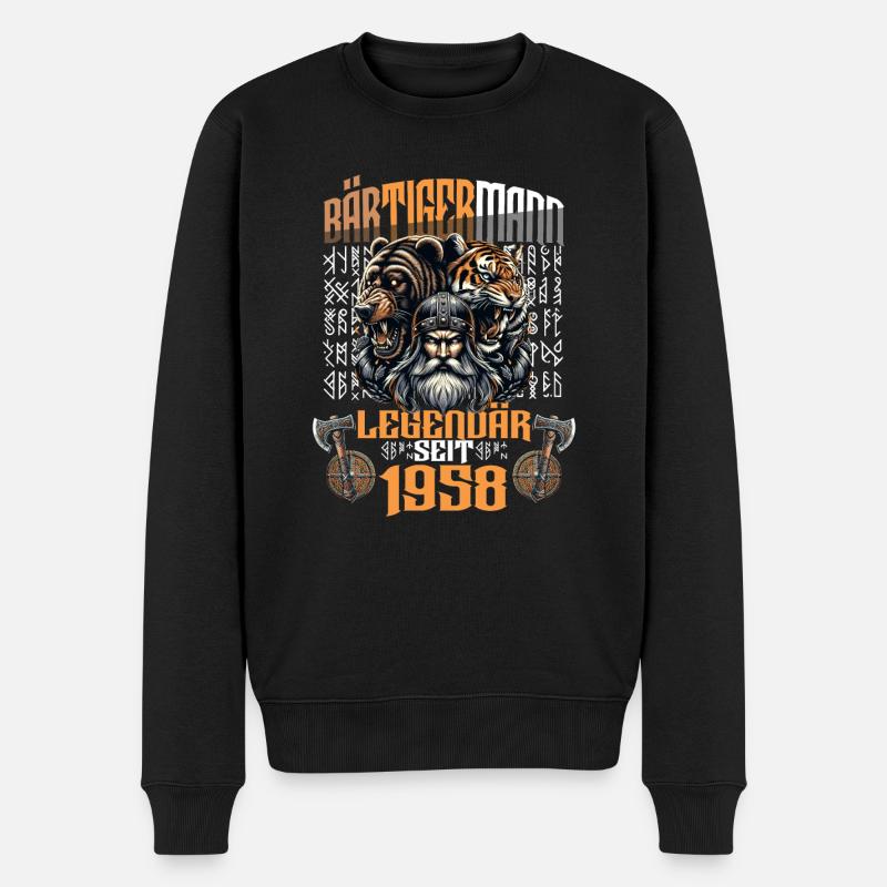 BÄRTIGERMANN Wikinger Geburtstag Legendär seit - Männer Premium Bio Pullover - Schwarz