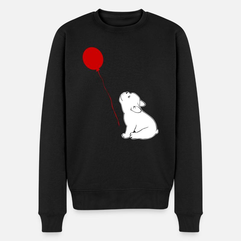French Bulldog and Balloon - Männer Premium Bio Pullover - Schwarz