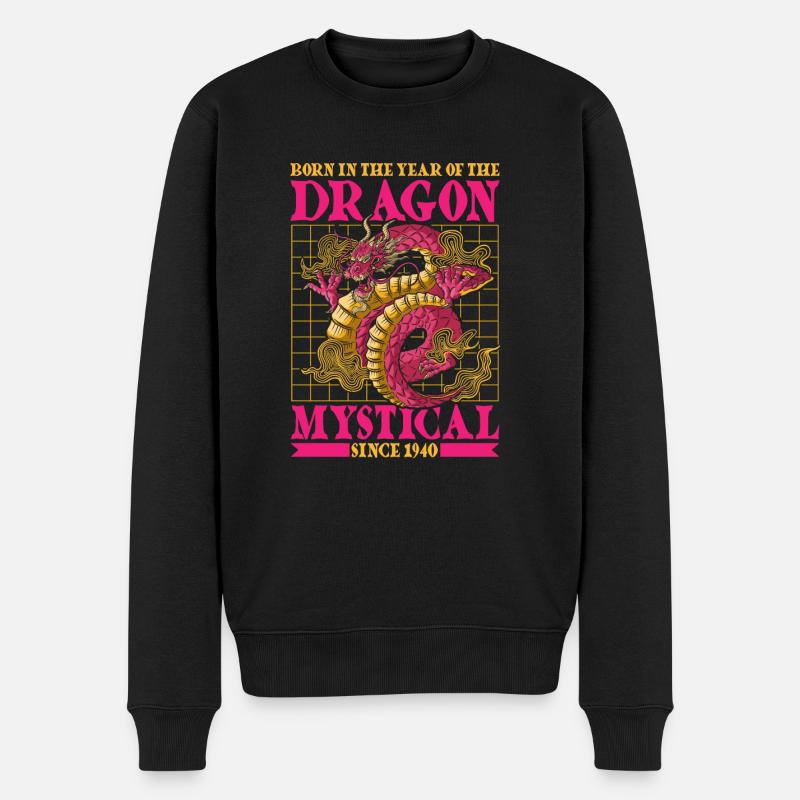 Jahr Des Drachen 2024 - Männer Premium Bio Pullover - Schwarz