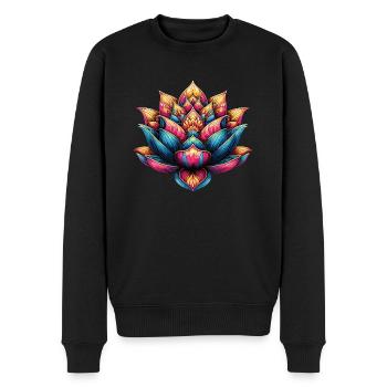 Lotus Flower - Men's Premium Organic Jumper - black - Front - Nico (187cm)