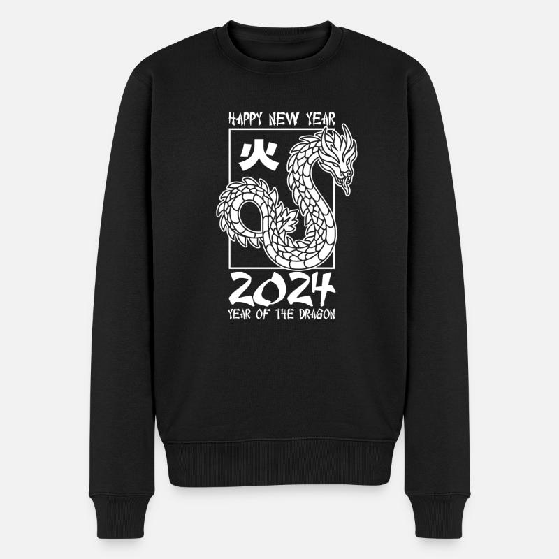 Jahr Des Drachen 2024 - Männer Premium Bio Pullover - Schwarz