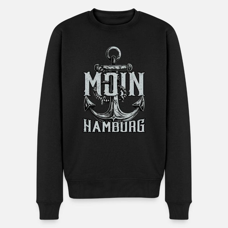 Moin Hamburg - Männer Premium Bio Pullover - Schwarz