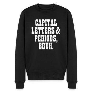 Lettres et périodes Bruh Grammar Police ELA - Pull Premium bio Homme - noir - Devant - Nico (187cm)