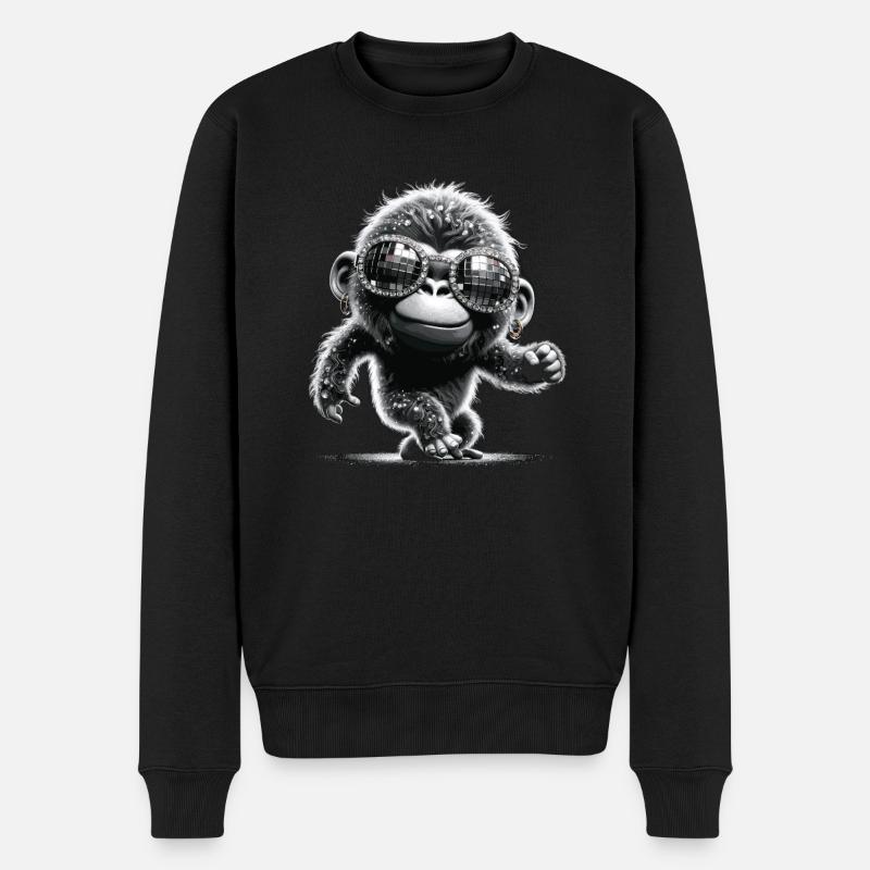 Gorilla mit Sonnenbrille - Männer Premium Bio Pullover - Schwarz
