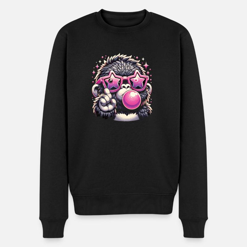 Gorilla mit Sonnenbrille - Männer Premium Bio Pullover - Schwarz