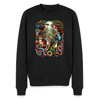 Ayahuasca Animal Spirit Guide - Männer Premium Bio Pullover - Schwarz - Vorne - Nico (187cm)