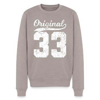 33 Original 91 Jahren Mann Frau Geburtstag - Männer Premium Bio Pullover - Taupe - Vorne - Nico (187cm)