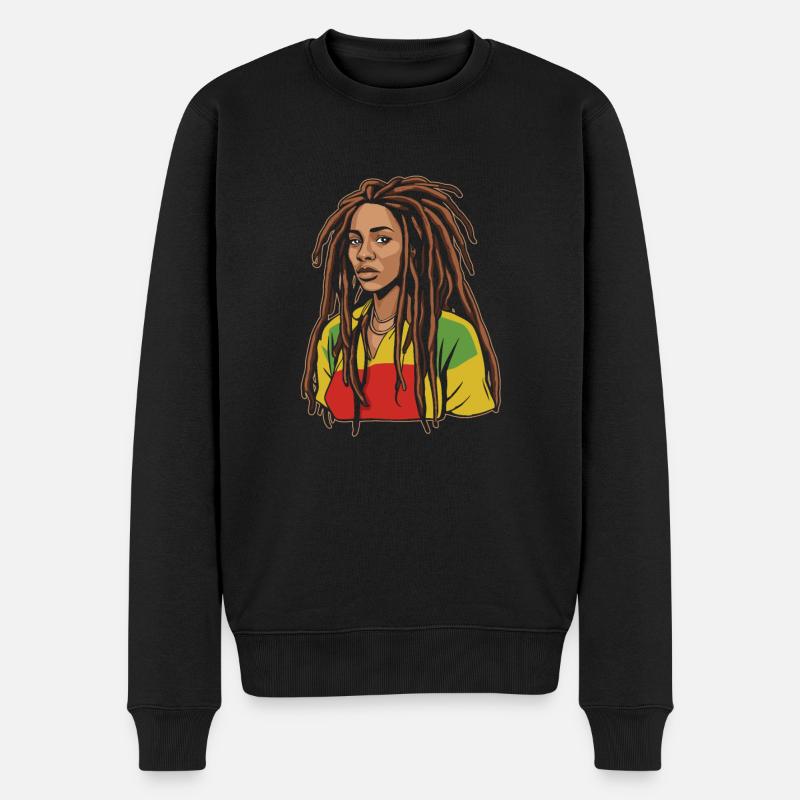 Rasta Haare Dreadlocks Dreads - Männer Premium Bio Pullover - Schwarz