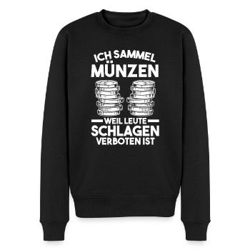 Numismatik Münzensammlung Münzensammler - Männer Premium Bio Pullover - Schwarz - Vorne - Nico (187cm)