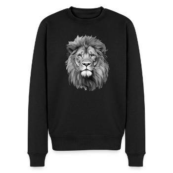 Un portrait du lion du Lion Lion - Pull Premium bio Homme - noir - Devant - Nico (187cm)