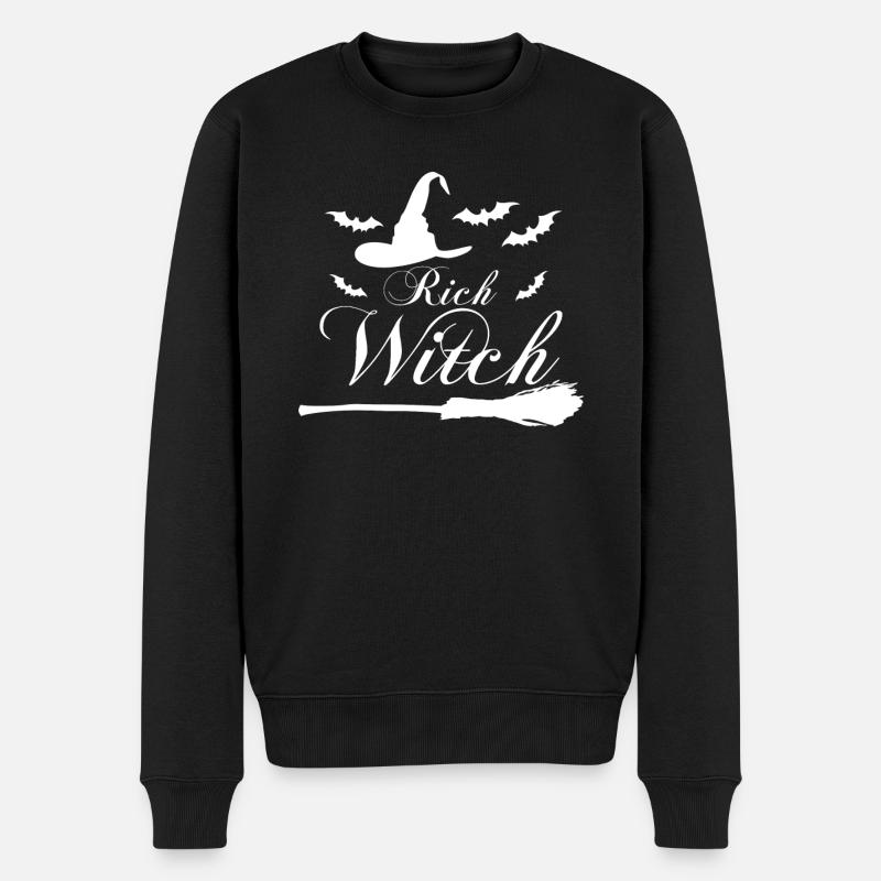 Witchcraft Witch Halloween Witch's Broom - Männer Premium Bio Pullover - Schwarz