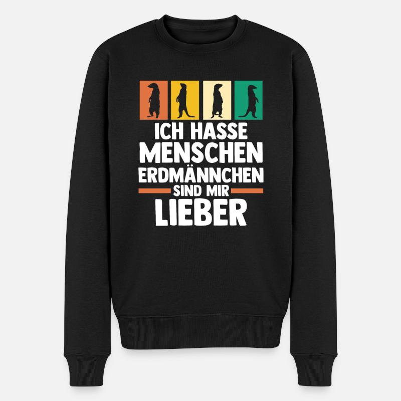 Erdmännchen - Männer Premium Bio Pullover - Schwarz