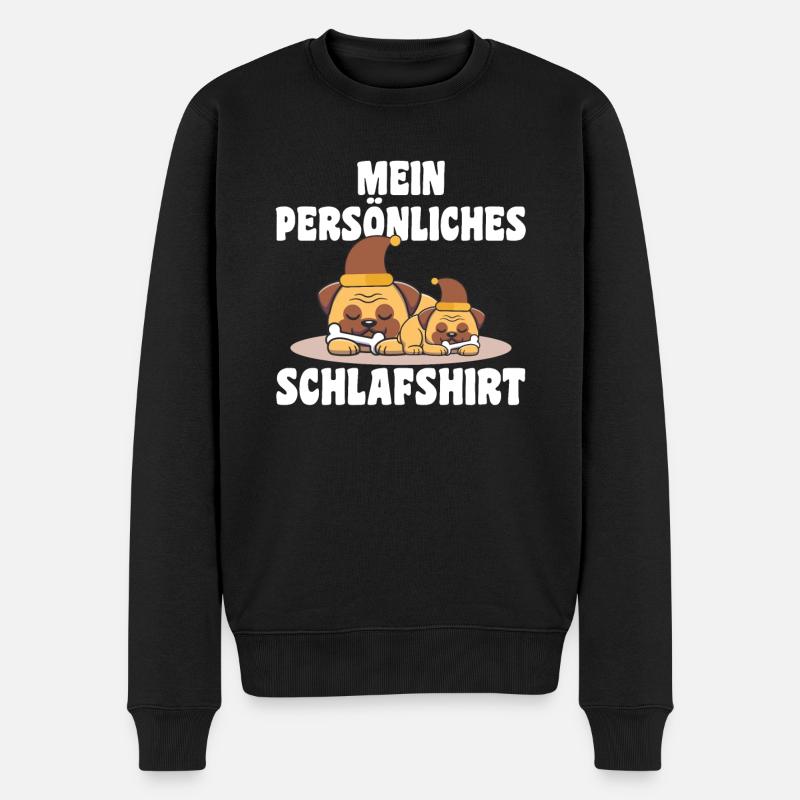 Schlafanzug Mops Nachthemd Geschenk - Männer Premium Bio Pullover - Schwarz