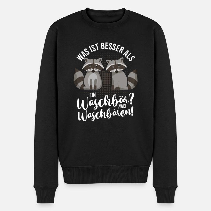Waschbär - Männer Premium Bio Pullover - Schwarz