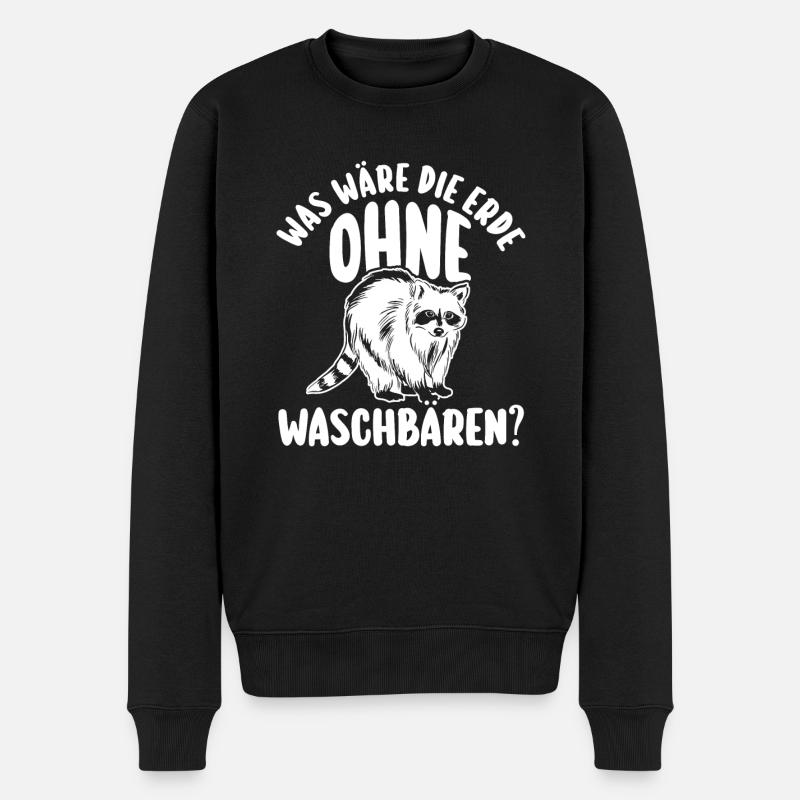 Waschbär - Männer Premium Bio Pullover - Schwarz