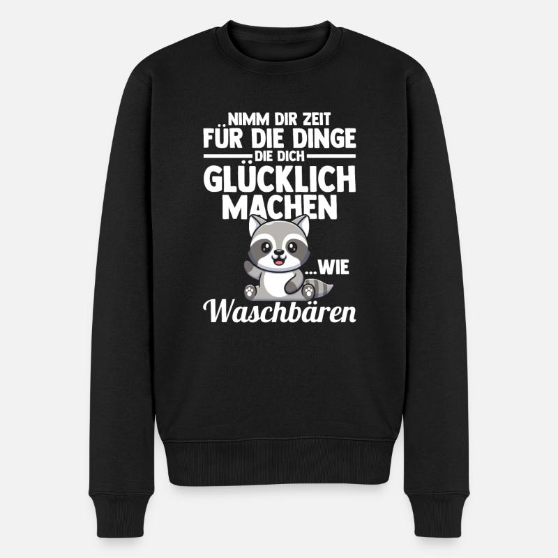 Waschbär - Männer Premium Bio Pullover - Schwarz