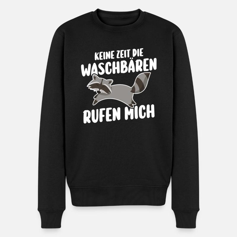 Waschbär - Männer Premium Bio Pullover - Schwarz