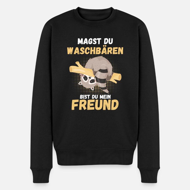 Waschbär - Männer Premium Bio Pullover - Schwarz