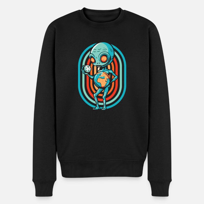 Alien Außerirdischer - Männer Premium Bio Pullover - Schwarz