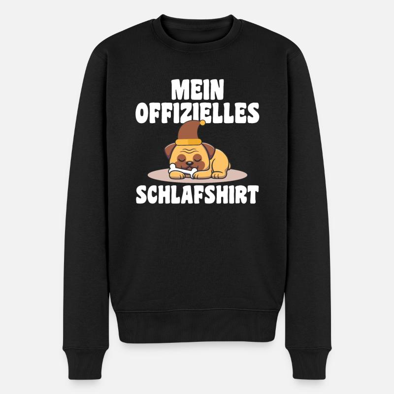 Schlafanzug Mops Nachthemd Geschenk - Männer Premium Bio Pullover - Schwarz