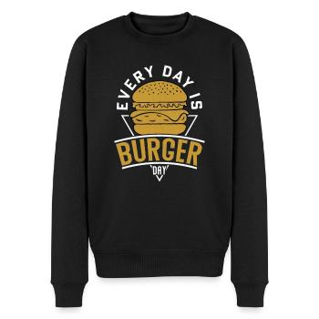 Chaque jour, c’est le jour du hamburger, de la nourriture à hamburger, des petits pains à la viande - Pull Premium bio Homme - noir - Devant - Nico (187cm)