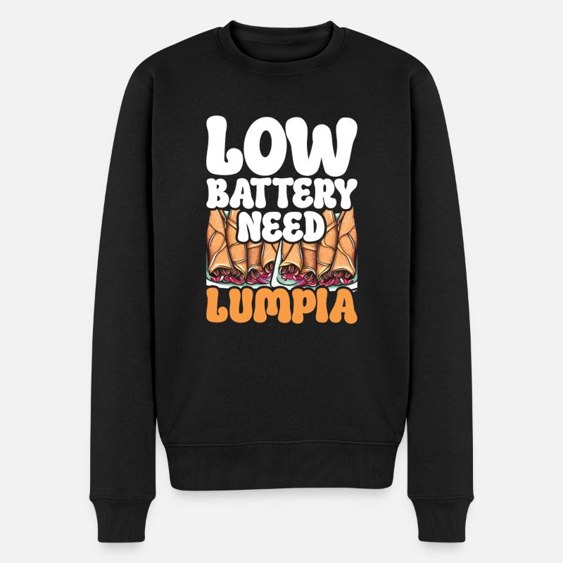 Low Battery need Lumpia - Männer Premium Bio Pullover - Schwarz