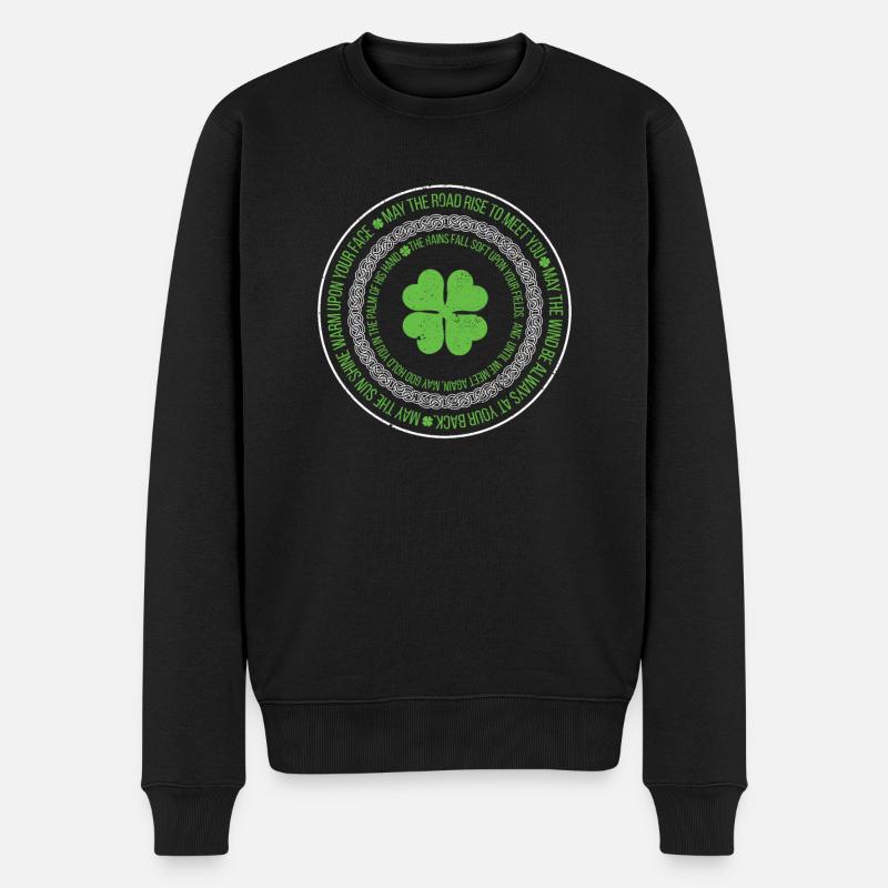 Patrimoine irlandais bénédiction noeud celtique trèfle - Pull Premium bio Homme - noir
