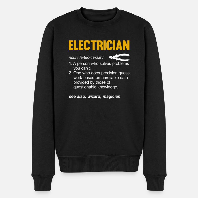 Elektriker Spruch Elektrikergeselle - Männer Premium Bio Pullover - Schwarz