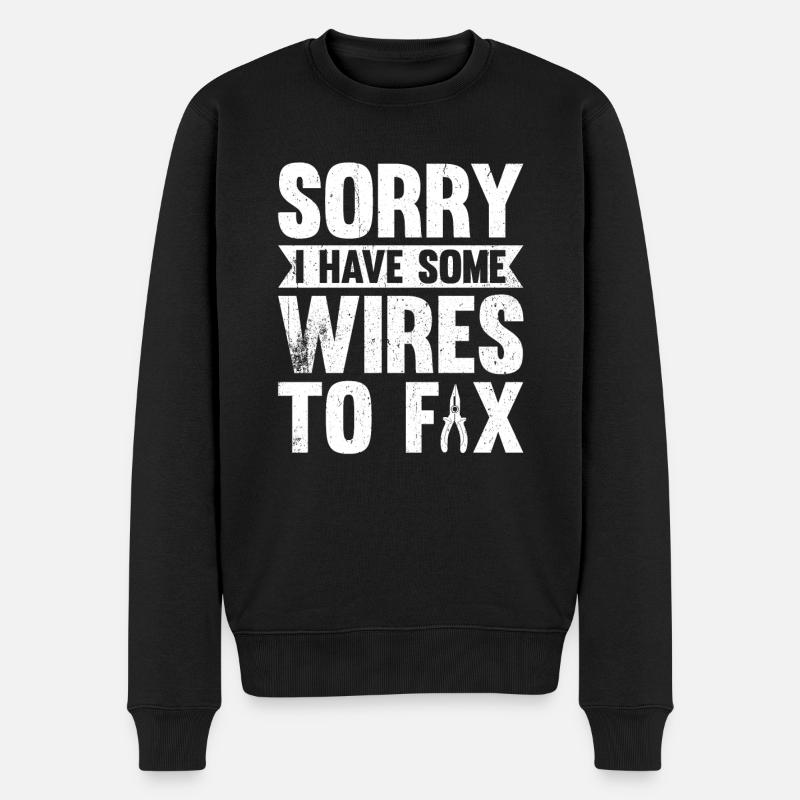 Elektriker Spruch Elektrikergeselle - Männer Premium Bio Pullover - Schwarz