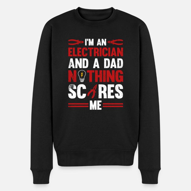Elektriker Spruch Elektrikergeselle - Männer Premium Bio Pullover - Schwarz