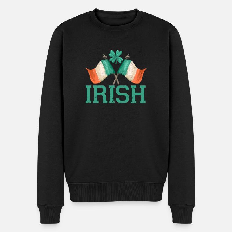 Drapeau irlandais patriotique Irlande trèfle feuille - Pull Premium bio Homme - noir