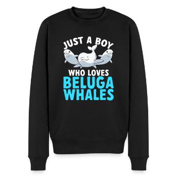 Baleine blanche Béluga - Pull Premium bio Homme - noir - Devant - Nico (187cm)