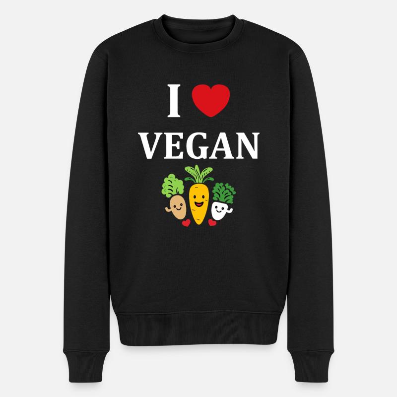 Humorvolles kleines veganes Gemüse - Männer Premium Bio Pullover - Schwarz
