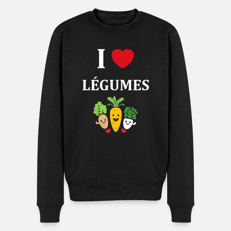 Humorvolles kleines veganes Gemüse - Männer Premium Bio Pullover - Schwarz