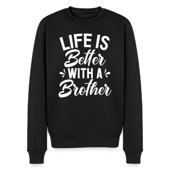 Brother Gifts - Männer Premium Bio Pullover - Schwarz - Vorne - Nico (187cm)