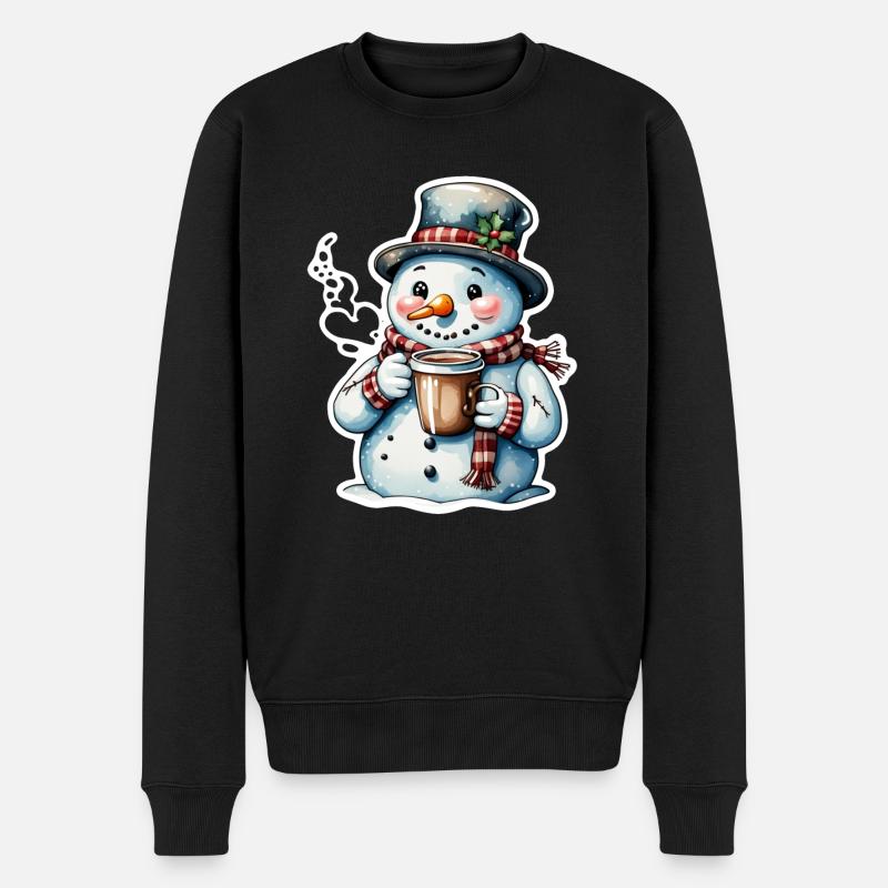 Schneemann - Männer Premium Bio Pullover - Schwarz