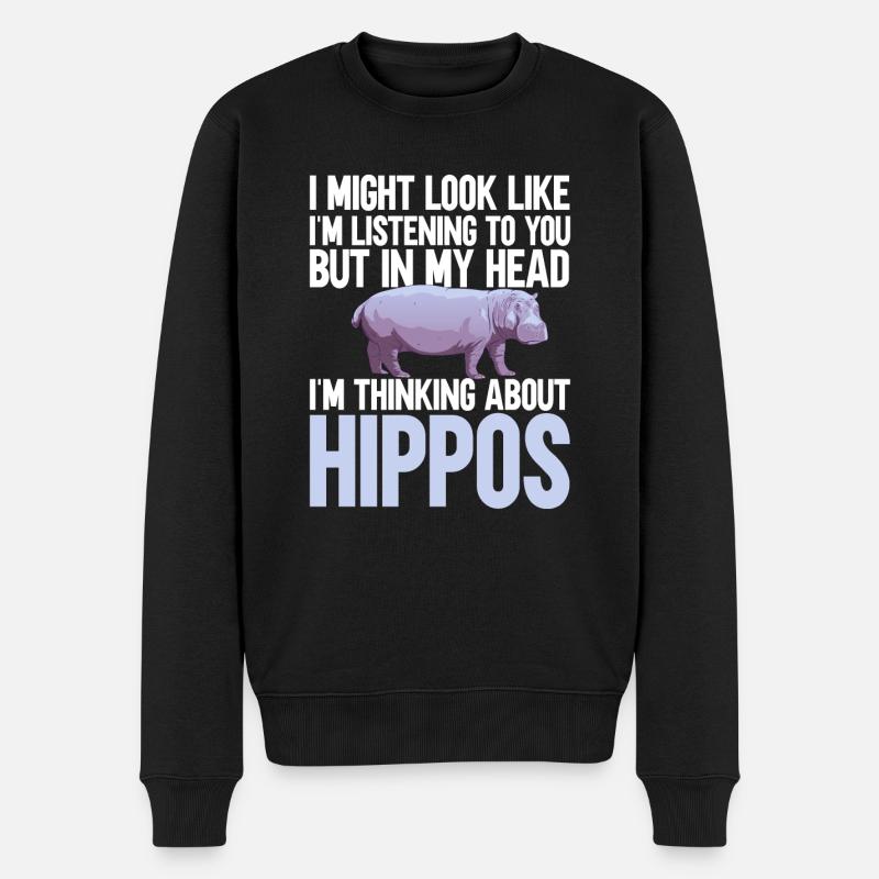 Flusspferd Nilpferd - Männer Premium Bio Pullover - Schwarz