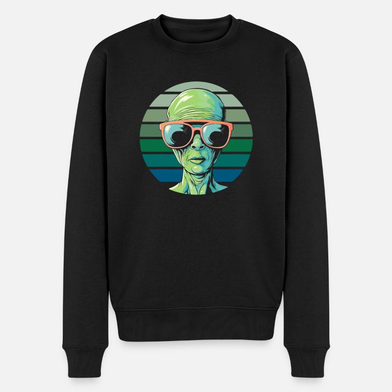 Alien Außerirdischer - Männer Premium Bio Pullover - Schwarz