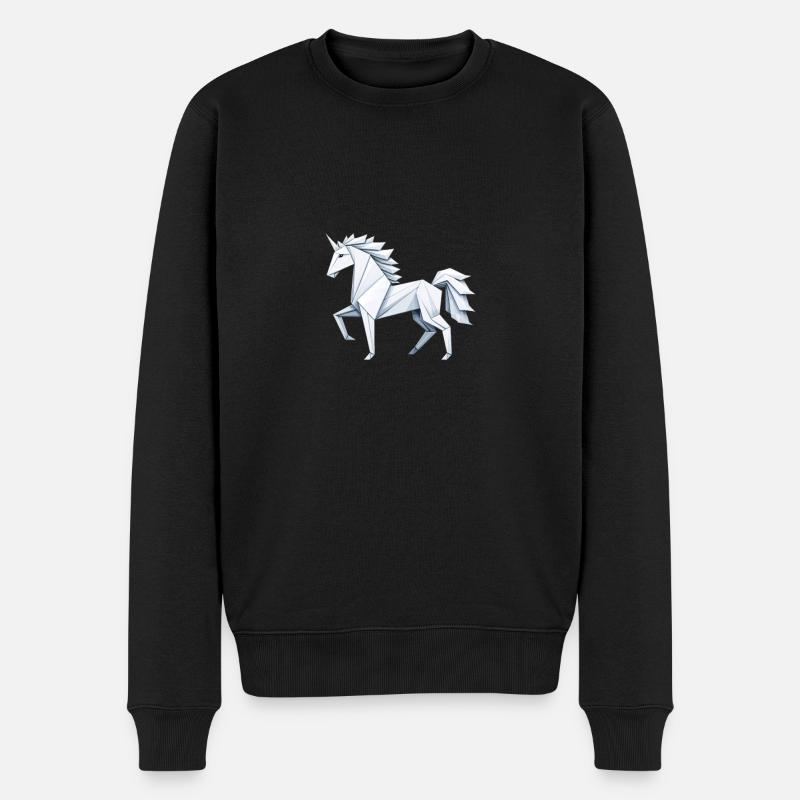 Modernes Einhorn Polygon Style - Männer Premium Bio Pullover - Schwarz