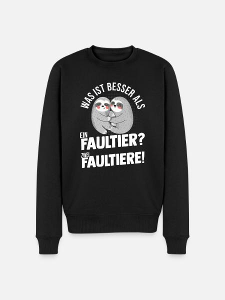 Faultier - Männer Premium Bio Pullover - Schwarz