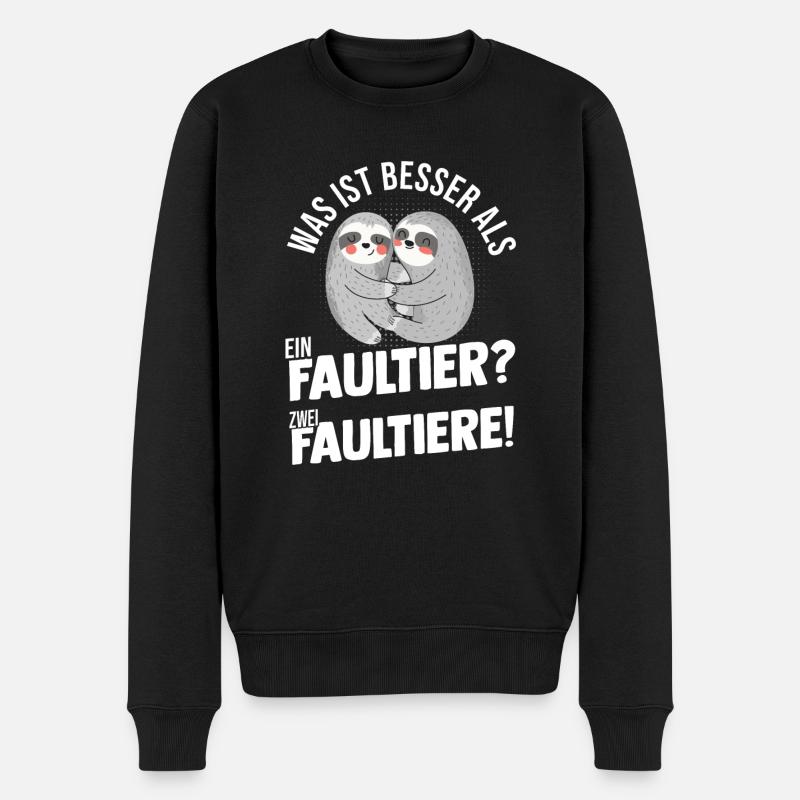 Faultier - Männer Premium Bio Pullover - Schwarz