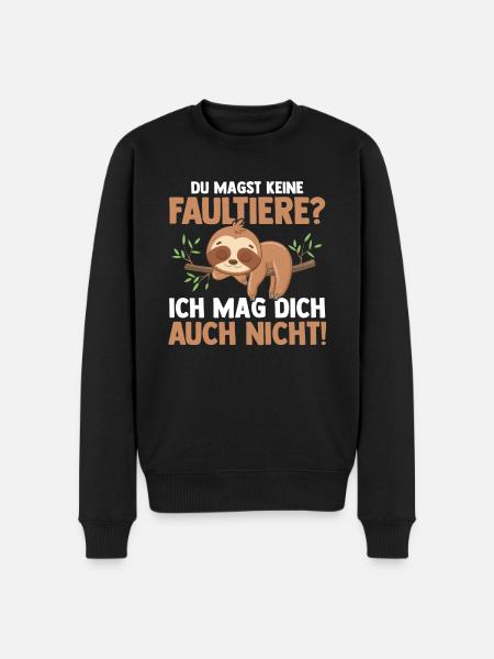 Faultier - Männer Premium Bio Pullover - Schwarz