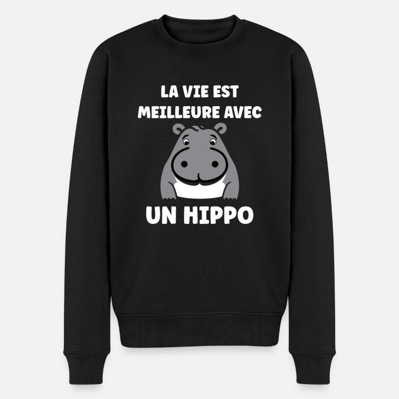 amour petit hippopotame - Pull Premium bio Homme - noir