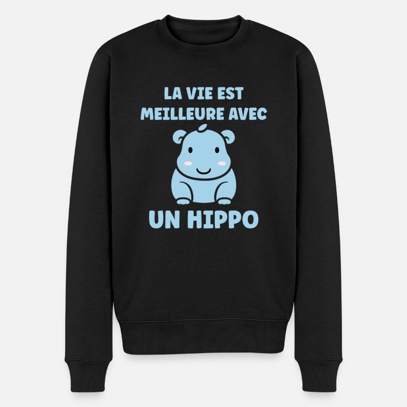 Amour petit hippopotame - Pull Premium bio Homme - noir