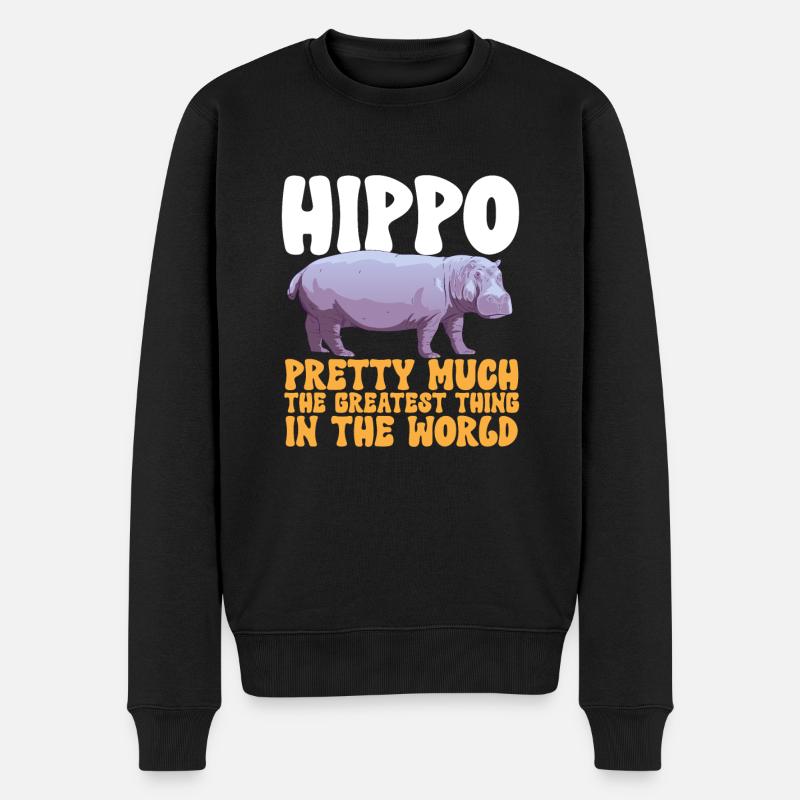 Flusspferd Nilpferd - Männer Premium Bio Pullover - Schwarz