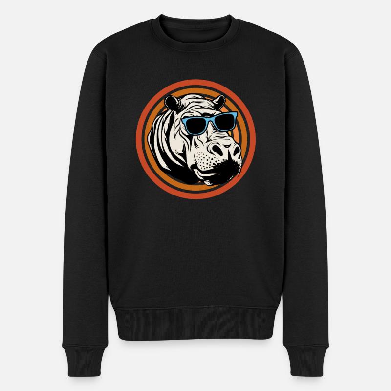 Flusspferd Nilpferd - Männer Premium Bio Pullover - Schwarz