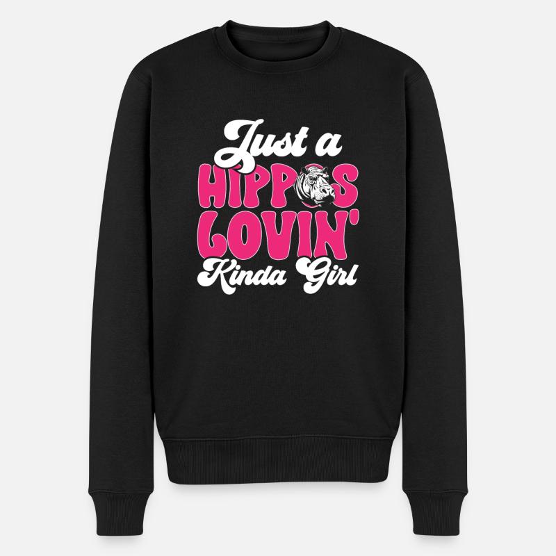 Flusspferd Nilpferd - Männer Premium Bio Pullover - Schwarz